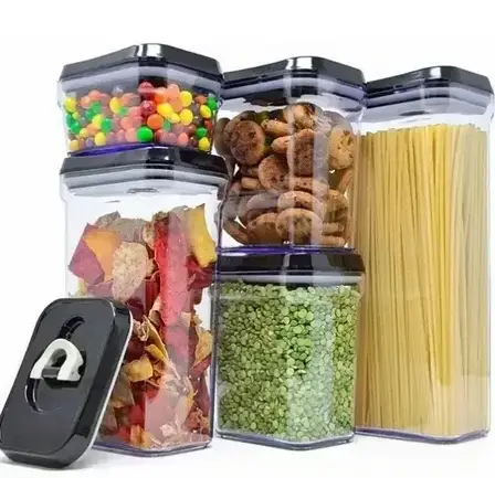 ОЧЕНКА! Набір контейнерів для сипких 5 предметів із кришками (Плохе паковання, тріщина на контейнері 3094), фото 1