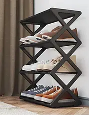 Пілочка для взуття з 4 розбірними рівнями в чорному кольорі, стильна полиця взуттєва 42х18.5х49.5 см, фото 3