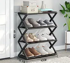 Пілочка для взуття з 4 розбірними рівнями в чорному кольорі, стильна полиця взуттєва 42х18.5х49.5 см, фото 4