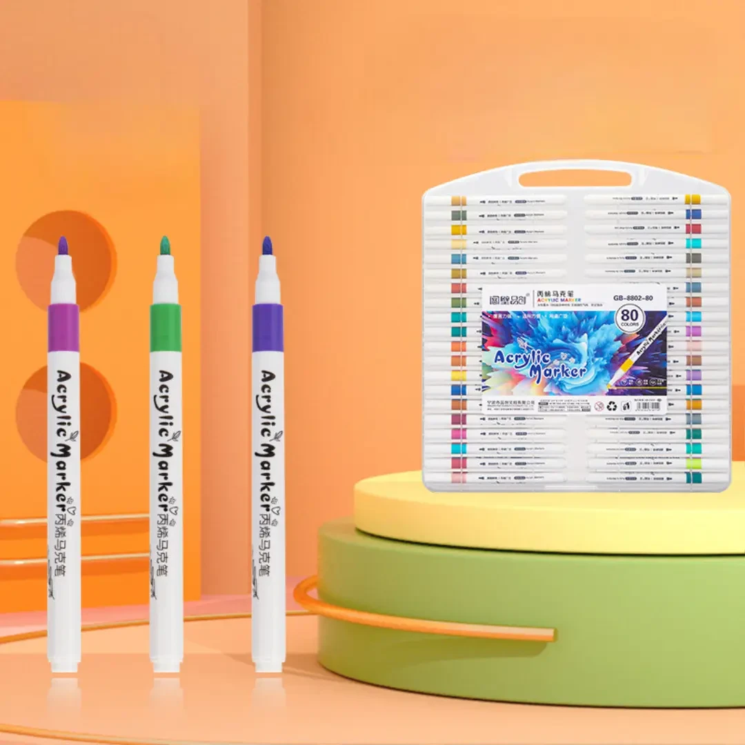 Акрилові маркери Acril-80 — 80 кольорів для безмежної творчості, Акрилові фломастери 80 шт. у кейсі