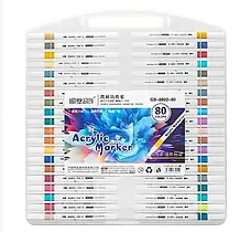 Акрилові маркери Acril-80 — 80 кольорів для безмежної творчості, Акрилові фломастери 80 шт. у кейсі, фото 3