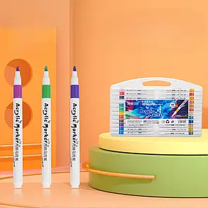 Набір яскравих акрилових маркерів Acril-48 насичених кольорів для творчості та художніх проєктів, фото 1
