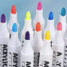 Набір яскравих акрилових маркерів Acril-48 насичених кольорів для творчості та художніх проєктів, фото 3