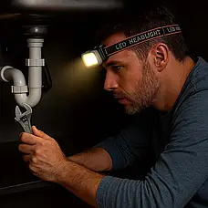 Налобний ліхтар (біле та червоне світло), від USB, KX309-Cob/Налобний ліхтарик/ліхтар на голову, фото 3