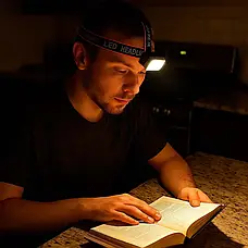 Налобний ліхтар (біле та червоне світло), від USB, KX309-Cob/Налобний ліхтарик/ліхтар на голову, фото 4