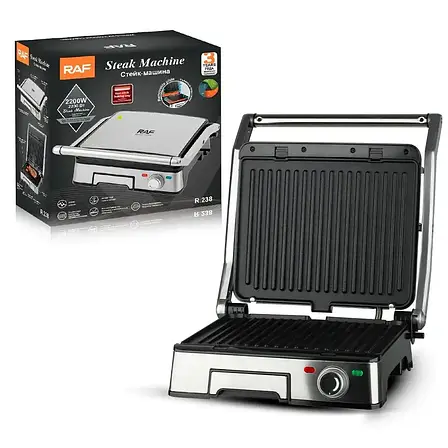 Контактний гриль RAF R.2681 притискний електричний антипригарне покриття з таймером 2800 Вт, фото 1