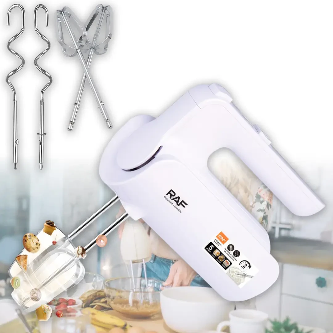 Міксер електричний ручний на 5 швидкостей із 4 насадками RAF R.6653W 800 Вт Білий