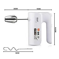 Міксер електричний ручний на 5 швидкостей із 4 насадками RAF R.6653W 800 Вт Білий, фото 5