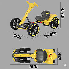 Дитячий електромобіль Go-Kart складаний/ Жовтий на акумуляторі 6V/C регульованою рамою, до 50 кг HL-B6, фото 3