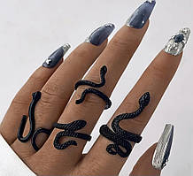 Набір кілець у формі змій 4 штуки one size чорний