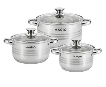 Набір каструль з нержавіючої сталі Magio MG-1200 6 пр