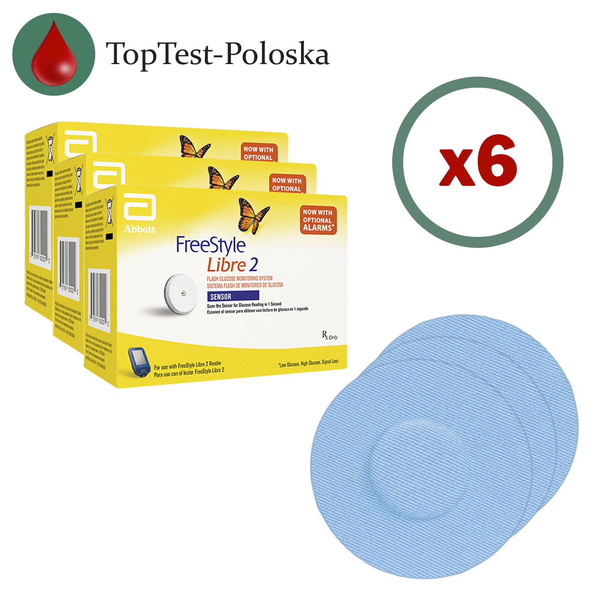 Сенсор Freestyle Libre 2 (ФріСтайл Лібре) 6 уп. і 6 кольорових тейпів у комплекті, фото 1