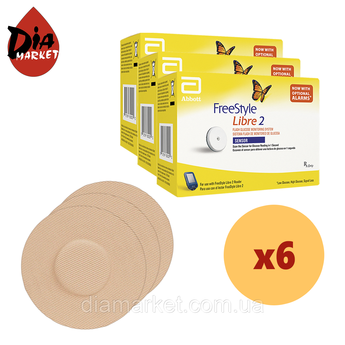 Сенсор Freestyle Libre 2 (ФріСтайл Лібре) 6 уп. і 6 тейпів у комплекті, фото 1