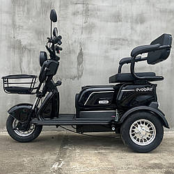 Триколісний електротроскутер EVOBIKE Luna TRIO чорний | 60V 23Ah 1200W | Тримісний скутер для літніх людей і людей з інвалідністю,