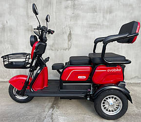 Електроскутер EVOBIKE Luna TRIO | 60V Li-ion 23Ah 1200W | червоний електротрайк триколісний