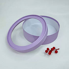 Кругла коробка для зефіру, Ø25*7 см, з вікном, лаванда, ПРЕМІУМ