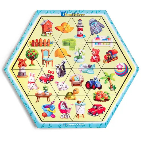 Дерев'яна іграшка Пазл-головоломка "Асорті" шестикутник (ПСФ125), фото 1