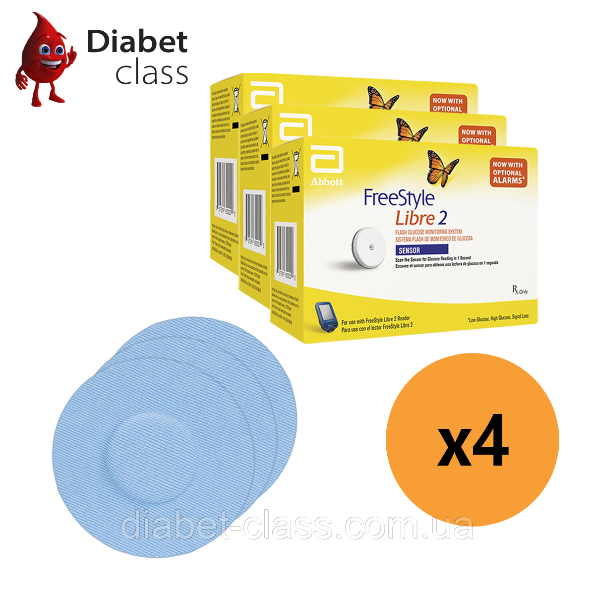 Сенсор Freestyle Libre 2 (ФріСтайл Лібре) 4 уп. і 4 кольорових тейпи в комплекті, фото 1