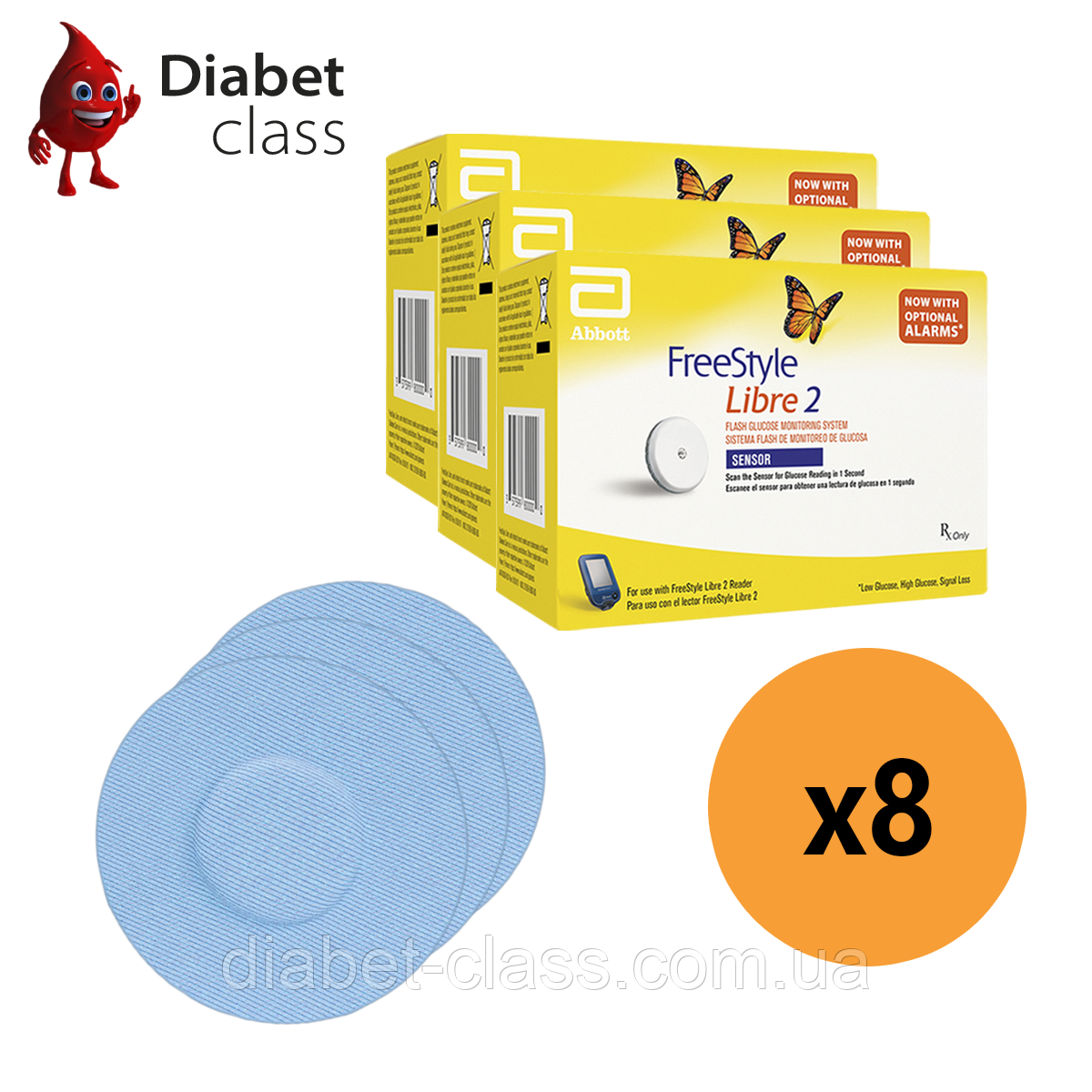 Сенсор Freestyle Libre 2 (ФріСтайл Лібре) 8 уп. і 8 кольорових тейпів у комплекті, фото 1
