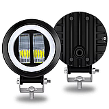 Led фара додаткова лінзована з ДХО 20w 12-24v кругла (73*80*51 мм), фото 2