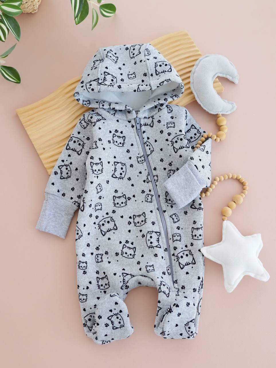 Комбінезон для новонародженого з трикотажу на меху (тканина трикотаж на хутрі), фото 1