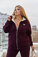 Костюм жіночий спортивний зимовий з тринитки на флісі з хутром рр.50-52,54-56,58-60,62-64, фото 3