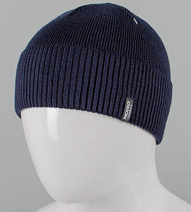 Вязана вовняна шапка без підкладки, з відворотом Nord (251254), Темно-синій