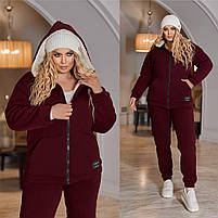 Теплий жіночий спортивний костюм із кофтою на овчині (Батал), фото 5