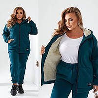Теплий жіночий спортивний костюм із кофтою на овчині (Батал), фото 9