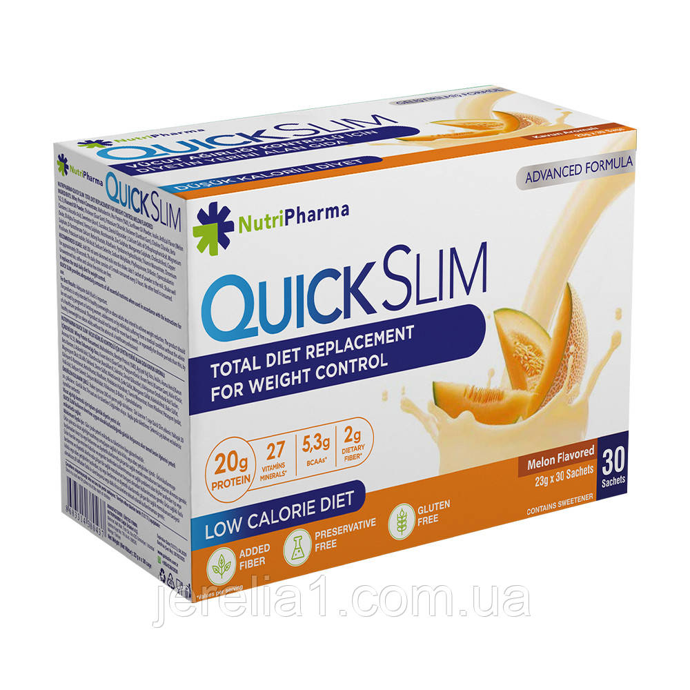 Коктейль Quick Slim "Запашна диня", 30 саше по 23 г, фото 1