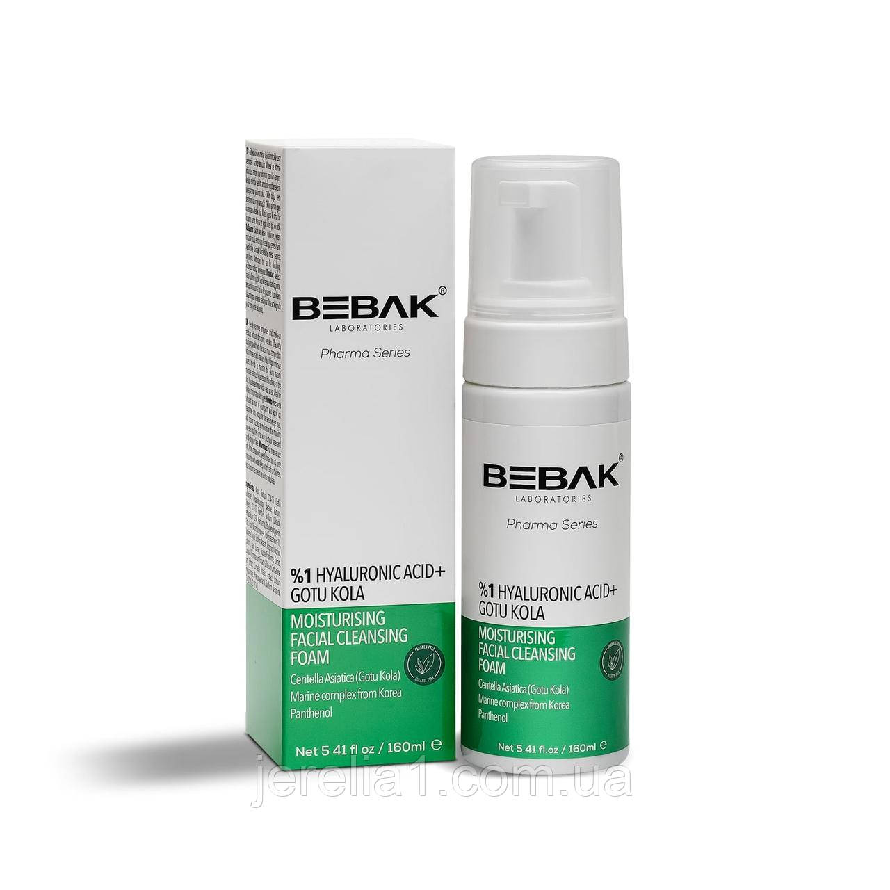 Очищаюча зволожуюча пінка для вмивання з водоростями і гіалуроном Bebak Pharma, 160 мл, фото 1