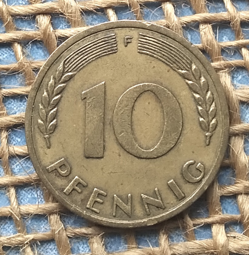 10 пфенiгiв 1950 року. (F) Нiмеччина - ФРН, фото 1