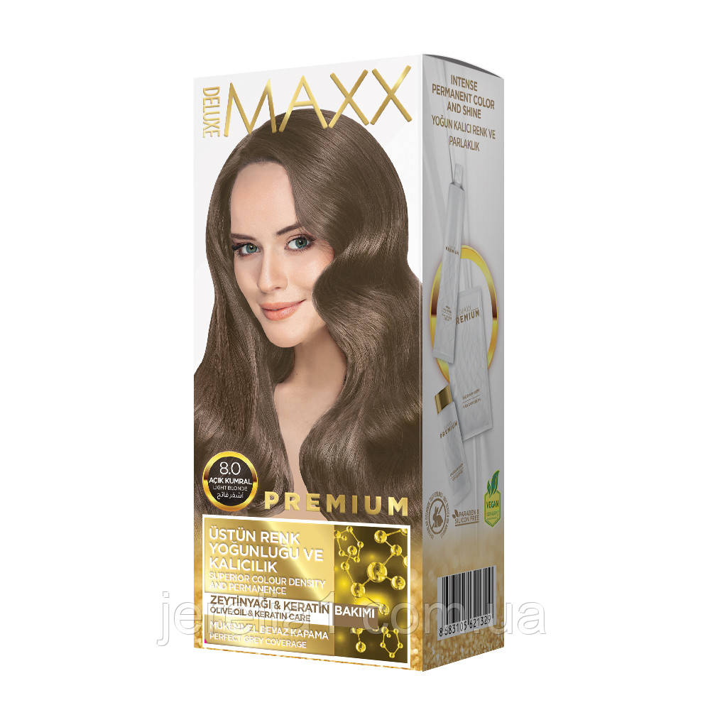 Фарба для волосся MAXX Deluxe 8.0 Світло-русий, 50 мл+50 мл+10 мл, фото 1