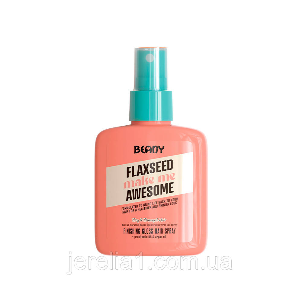 Спрей-блиск для сухого та пошкодженого волосся з насінням льону Beany, 100 мл, фото 1