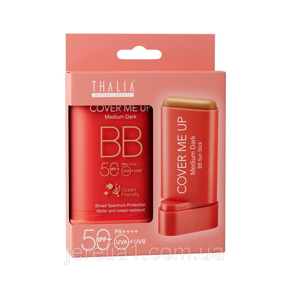 Сонцезахисний ВВ крем-стік для обличчя з SPF 50 Thalia Medium Dark, 20 мл, фото 1