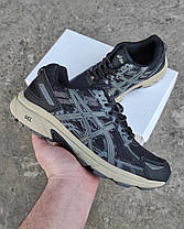 Чоловічі кросівки Asics Gel Venture 6 Black Khaki Асікс Гель Вентуре 6 чорні хакі шкіра сітка для хлопців, фото 2