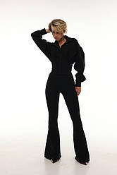 Ефектний жіночий костюм корсетна кофта і брюки кльош щільний трикотаж Dm6178