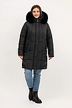 Елегантний пуховик жіночий з капюшоном і хутром песця Li-8, графіт, фото 3