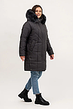Елегантний пуховик жіночий з капюшоном і хутром песця Li-8, графіт, фото 4