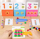 Дитяча логічна гра сортер з пінцетом та помпонами | Розвивальна іграшка для моторики, фото 4