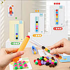 Дитяча логічна гра сортер з пінцетом та помпонами | Розвивальна іграшка для моторики, фото 2