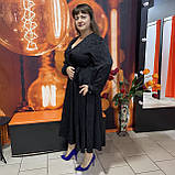 Плаття святкове на запах великий розмір декольте 56 чорне, фото 6