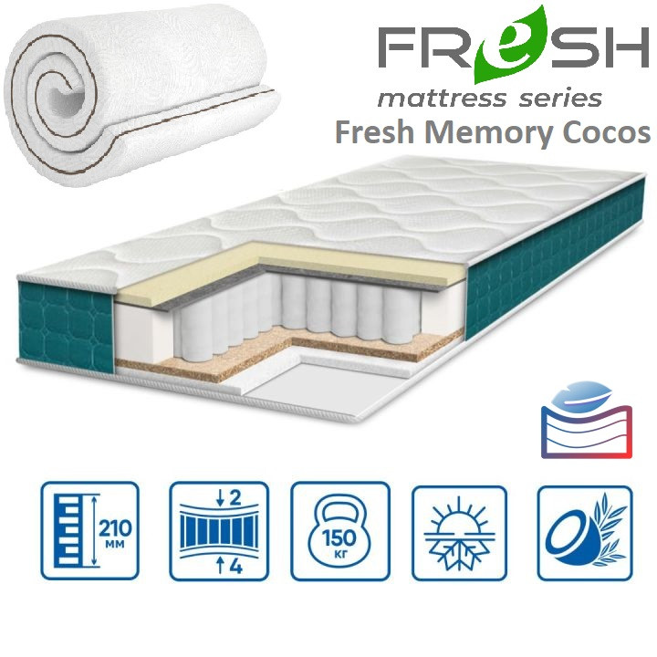 Матрац Fresh Spring Memory Cocos 21см 120*200 (Вакумне скручування!), фото 1