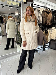 Жіноча куртка, єнот, наповнювач біопух