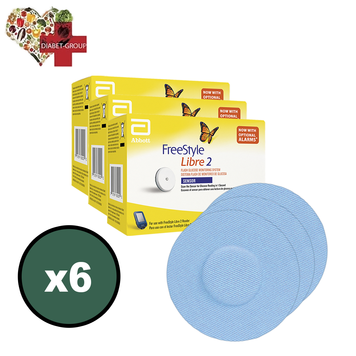 Сенсор Freestyle Libre 2 (ФріСтайл Лібре) 6 уп. і 6 кольорових тейпів у комплекті