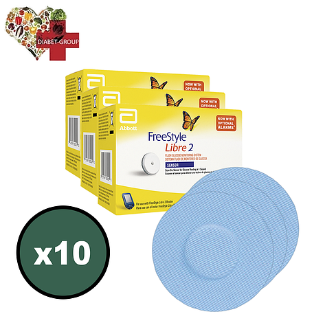 Сенсор Freestyle Libre 2 (ФріСтайл Лібре) 10 уп. і 10 кольорових тейпів у комплекті, фото 1