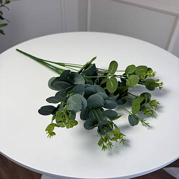 Букет добавка евкаліпт штучний зелений, пластик 5 гілок 35 см, 5 шт/уп