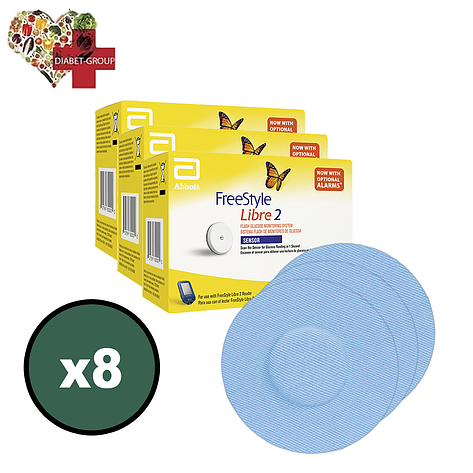 Сенсор Freestyle Libre 2 (ФріСтайл Лібре) 8 уп. і 8 кольорових тейпів у комплекті, фото 1