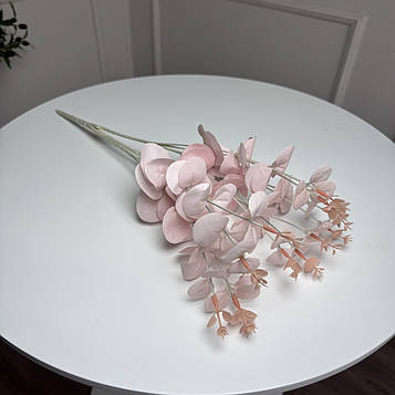 Букет добавка евкаліпт штучний ніжно-рожевий, пластик 5 гілок 35 см, 5 шт/уп