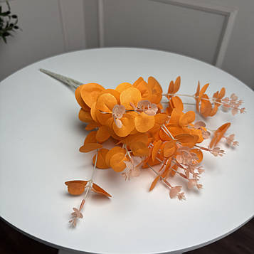 Букет добавка евкаліпт штучний оранжевий, пластик 5 гілок 35 см, 5 шт/уп